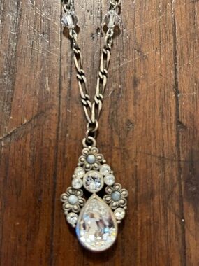 Vintage MYKA DESIGNS Swarovski Crystal Drop Statement Necklace Signed Art Deco